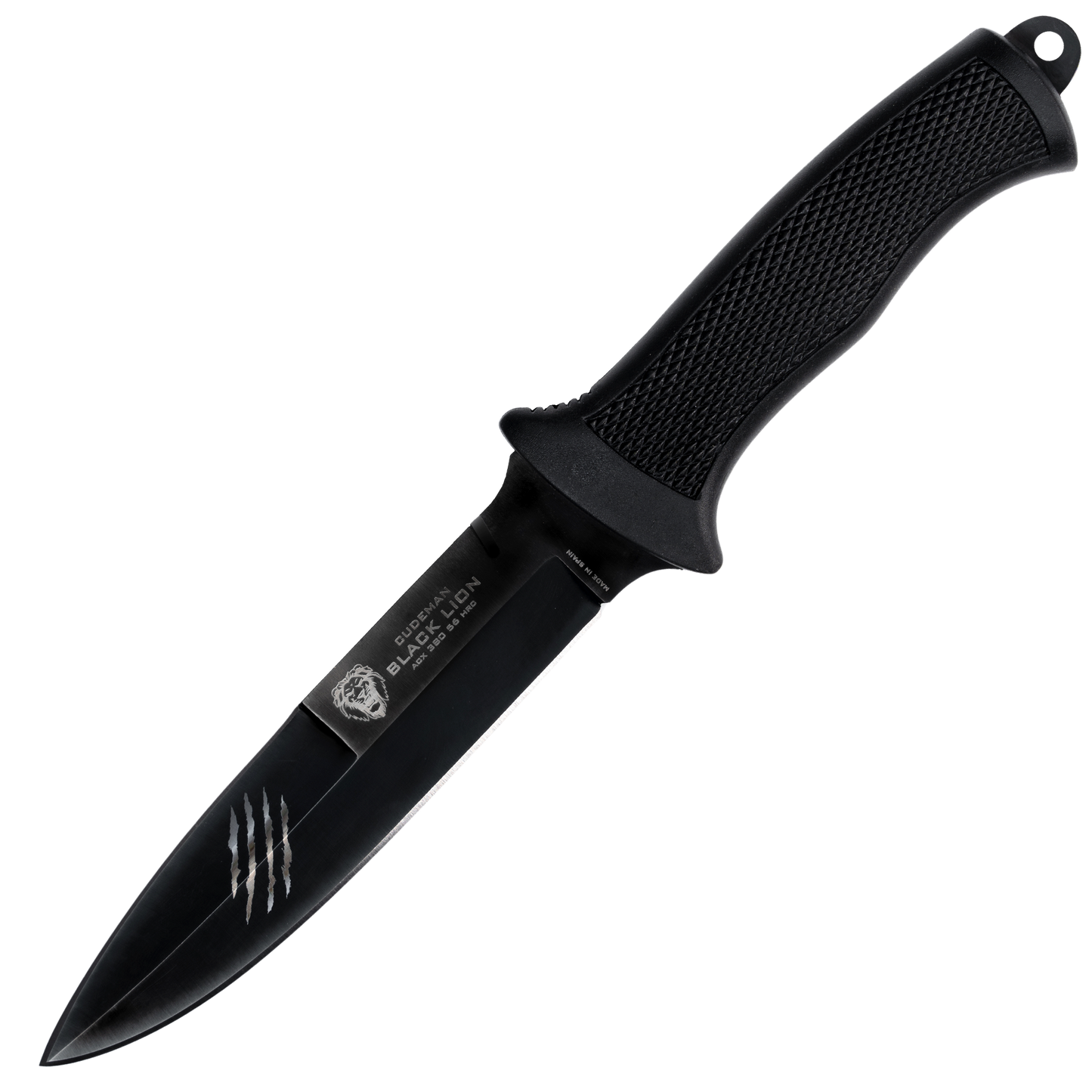 Cudeman BLACK LION Black Phosphate Rubber Handle