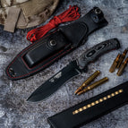 BOINA VERDE CADETE (291-NC) Micarta negra satinada con separador rojo + Hoja Pavonada + KIT COMPLETO