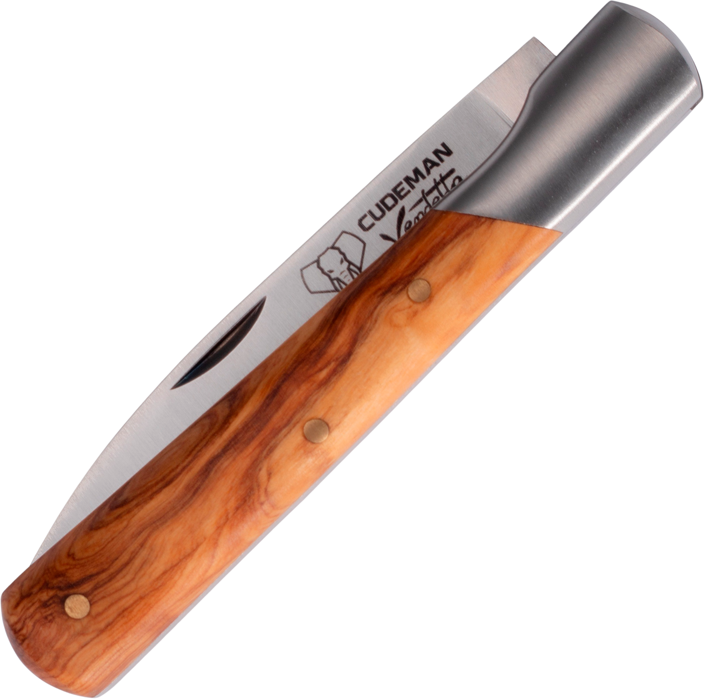 Cudeman Vendetta Pocket Knife - Natural Olive Wood with Bolster
